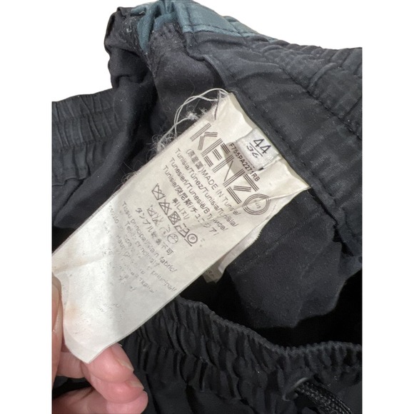 Kenzo Pants Men 27 waist Black Green Strip Pull On Draw String - Picture 10 of 15